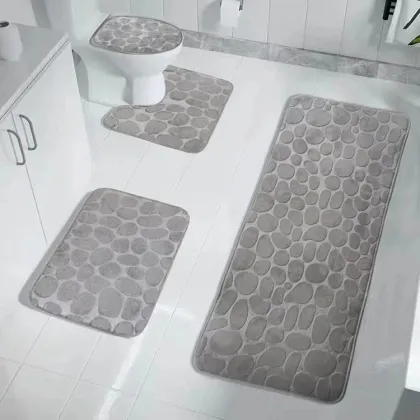 Benyi Carpet Bathmat 3d Design - 3 Pieces Bath Mats Set