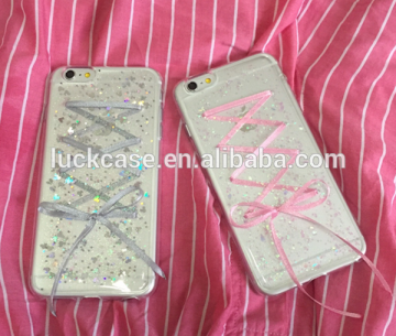 2016 Fashion Style Soft Wholesale Colorful Luxury Bowknot glitter TPU Phone Case For iphone 4/5s/6s/6P