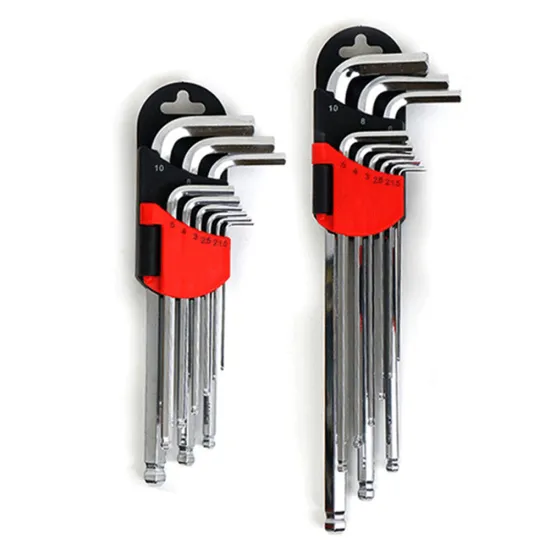 2022 Top Seller 9pcs Long Arm Chrome Plated Metric Ball Point Hex Key Allen Wrench Set