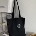 12oz Black/Beige 100% Tote Bag dengan saku ritsleting