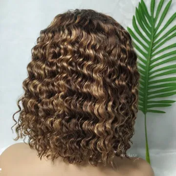 Curly  Private Label Wigs African 180% Density  Short Cut Wigs Store Display No Chemicals