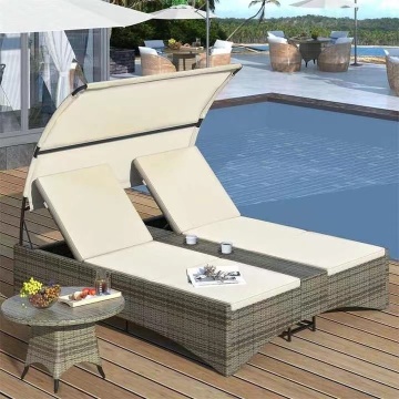 Wicker Dark Brown Sunbed Patio Sun Lounger