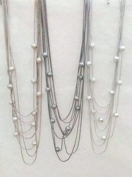 Beaded Necklace, Multi Row Chains Fashion Jewelry Metal Beaded Necklace , Necklace Jewelry 2015 Wholesale PT2094