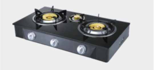 ثلاثة شعلة Glasstop Brass Burner Gas Hob