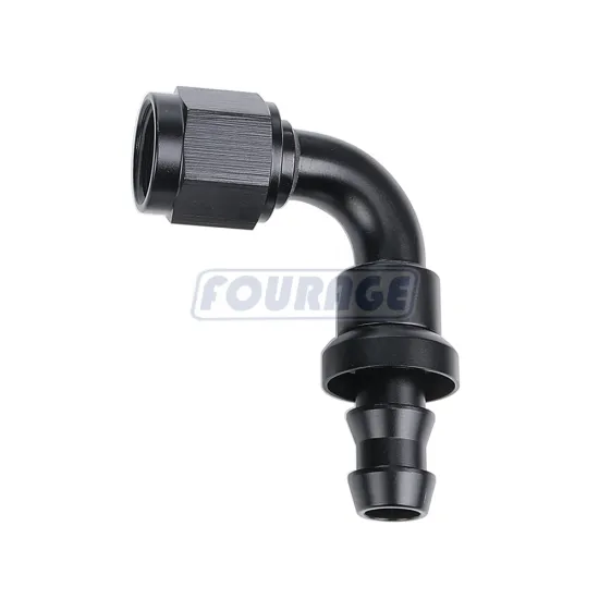 90 Degree Aluminum Female AN6 to 3/8" Hose Barb Fitting