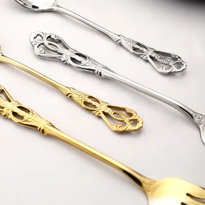 Gold Plated Vintage Royal Wedding Luxury Cutlery Set Stainless Steel 304 Flatware