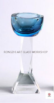 Blue Long Stem Glass Candleholder