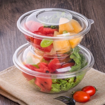 Eco-Friendly Disposable Fruit Container, Transparent Blister Plastic Salad Bowl with Lid
