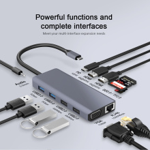 12 en 1 MST USB Hub de aluminio Dual HDMI+VGA