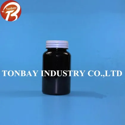 High quality black PET bottle for health care product with easy pulling lid