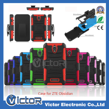 Rugged Cell phone Hybrid 3in1 PC+TPU combo case for ZTE Obsidian Z820 with kickstand