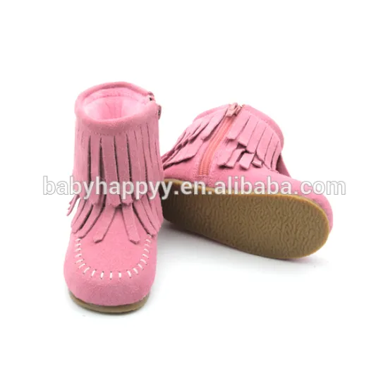 2017 winter wholesale hard rubber sole warm leather kids boots