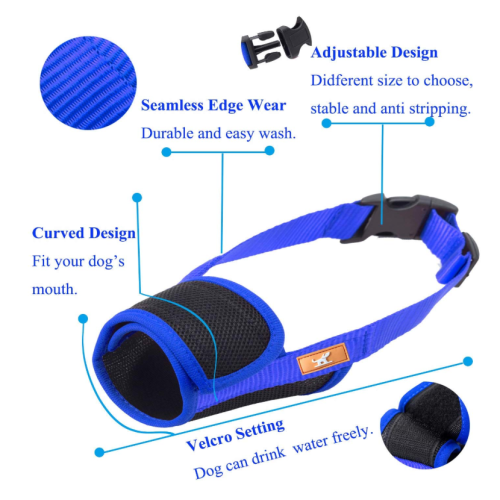 Muzzle Anjing dengan Hook &amp; Loop