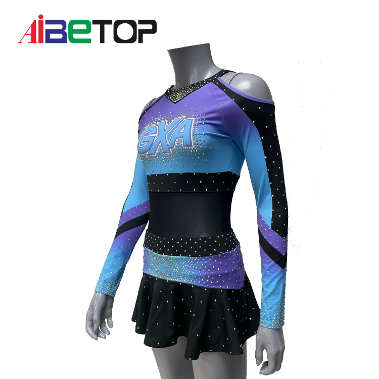 Custom Gradient Color Cheerleader Uniform Blue&Purple Cheerleading Uniform5