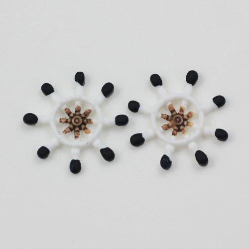 Fabbricazione di mini perline in resina con retro piatto a forma di timone artificiale rotondo in stile kawaii per accessori di melma