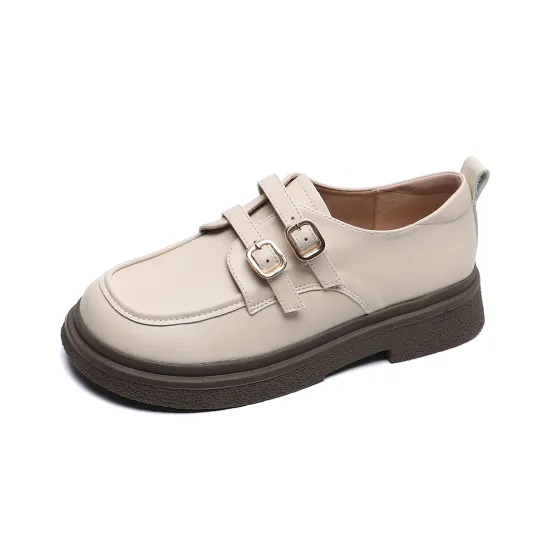 Retro Thick-heeled British Style Handmade Loafers for Women: Black, Soft, and Perfect for Daily Wear
