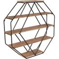 Large Octagon Shaped Floating Wood Book Wall Shelves