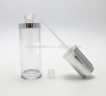 Hot! 50ml PETG Plastic Clear Bottle with Silver Press Pump Dropper for Cosmetic Use