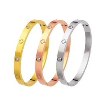 Stainless Steel Four Leaf Flower Pattern Bracelet