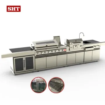 New Design Outdoor Kitchen 8 Burner Stainless Steel Gas Grill with Wine Coolers