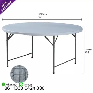 Sinoperfect Hot Sale 5Ft Round Banquet HDPE Plastic Folding Dining Table for 10 People - Ideal for Outdoor Events