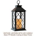 Vintage Candle Lantern with LED Flickering Flameless Candle