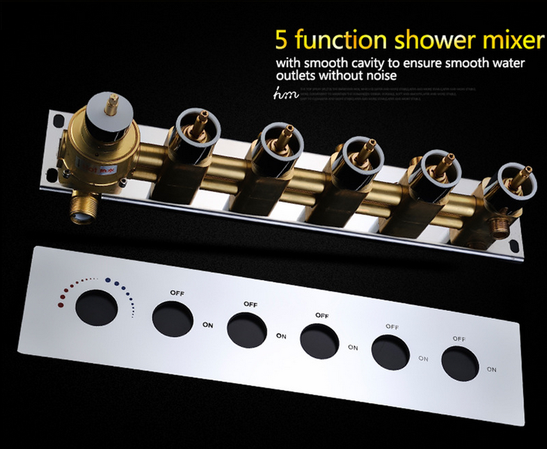 Stainless Steel LED concealed thermostatic ceiling mounted waterfall rain shower head