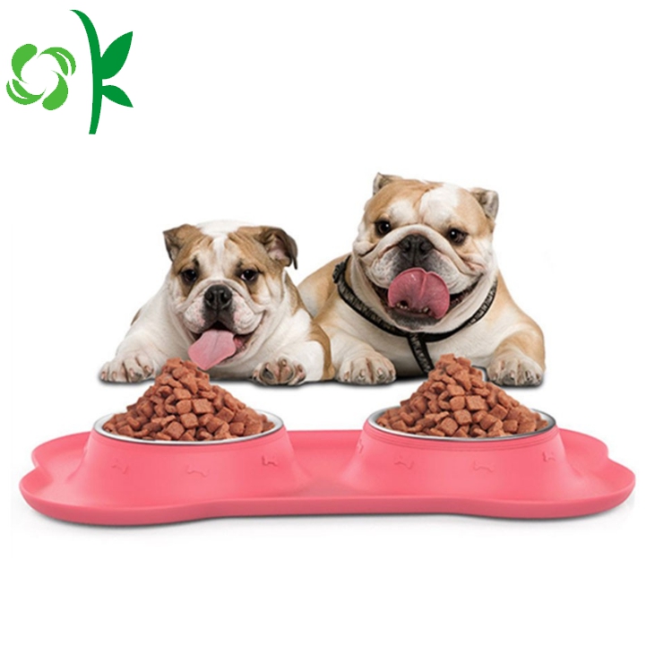 Non-slip Skid Silicone Bowls with Stainless-steel Dog Bowl