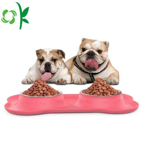 Non-slip Skid Silicone Bowls with Stainless-steel Dog Bowl