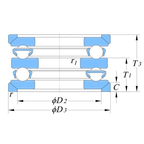 自调心座圈双向推力球轴承