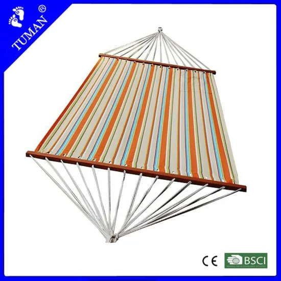 Single layer fabric hammock canvas hammocks with wooden Bar cotton hammock