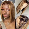 Pizzo corto corto bob bob bob pizzo frontale parrucca per capelli umani, trasparente pizzo full hd peruviano all'ingrosso