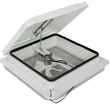 14 x 14 RV Camper Trailer Universal White Roof Vent with 12V Motor and Fan