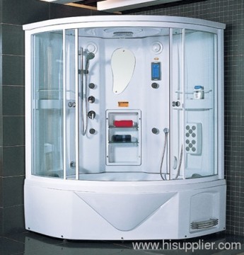 Front 5mm Clear Tempered Glass White Steam Shower Cabin 