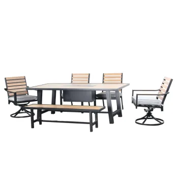 6 Sets Patio Outdoor Dining Furniture with Ice Cooler Tables and Chairs for Events