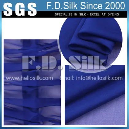 China manufacturing Hellosilk royal blue dyed silk chiffon