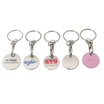 RENHUI Custom Metal Keychains Trolley Token Key Ring Canadian Coin Shopping Cart Offset Printing Enamel Durable Alloy Material