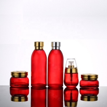 Golden Carved ABS Cap Glass Cosmetic Bottles