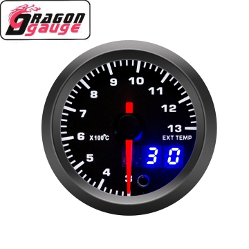 DRAGON GAUGE Double Display 52mm Universal 12V Auto Exhaust Temperature Gauge EGT Meter -30~130°C (6369)