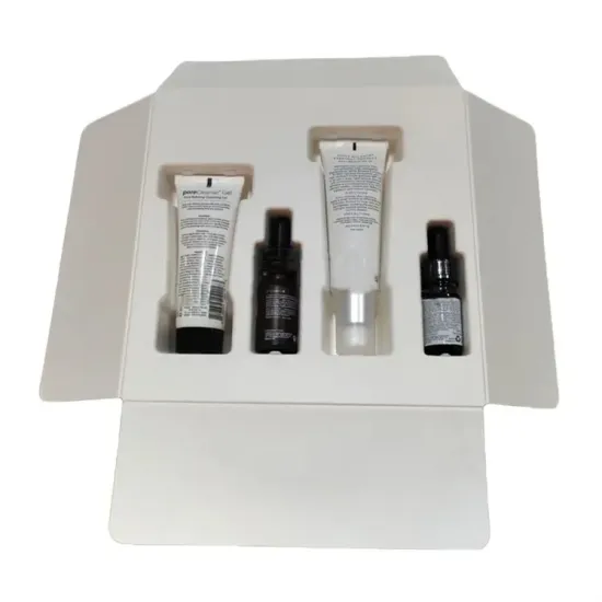 Skincare package molded paper pulp insert packaging