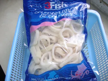 Frozen Todarodes Pacificus Squid Rings Chemical Treated