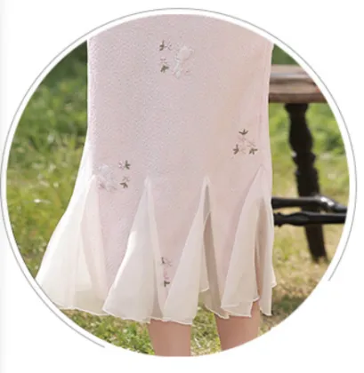 2024 Summer Chinese Style Parent-Child Cheongsam Mesh Dress