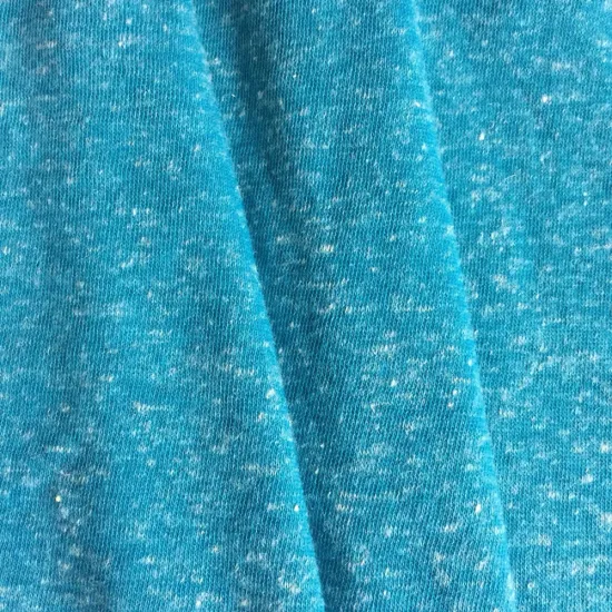 Blue melange knot effect polyester linen knitting fabric