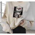 Kvinnors crewneck tröja skalle grafisk tröja