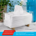 Caixa de tecido acrílico premium com design de perna dourada