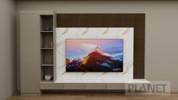 Custom Living Room TV Cabinet Stand Marble Backplane