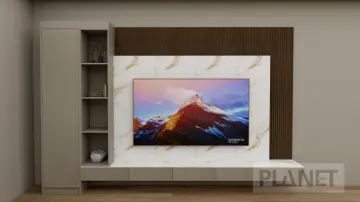 Custom Living Room TV Cabinet Stand Marble Backplane