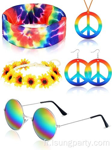 Hippie Costume Set Woman Accessoires pour les années 60 70