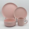 Kleur geglazuurde steengoed servies, roze glazuur steengoed servies set