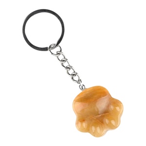 Yellow Jade Cat Claw Keychain Handmade Craved Animal Palm Pendant Key Accessories